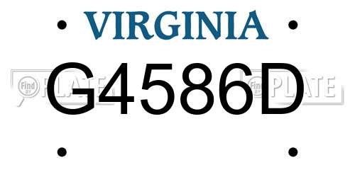 G4586D Virginia License Plate