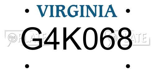 G4K068 Virginia License Plate