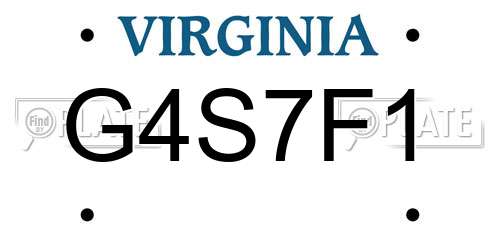 G4S7F1 Virginia License Plate