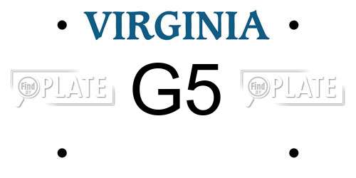 G5 Virginia License Plate