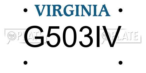G503IV Virginia License Plate