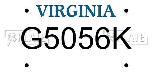 G5056K Virginia License Plate