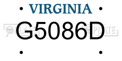G5086D Virginia License Plate