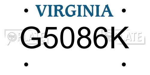 G5086K Virginia License Plate