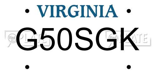 G50SGK Virginia License Plate