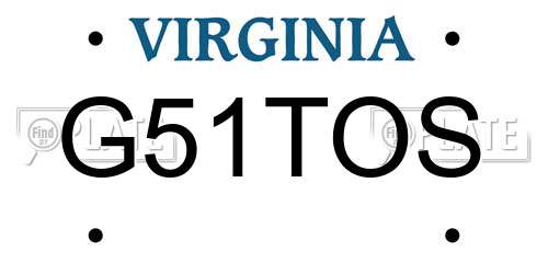 G51TOS Virginia License Plate