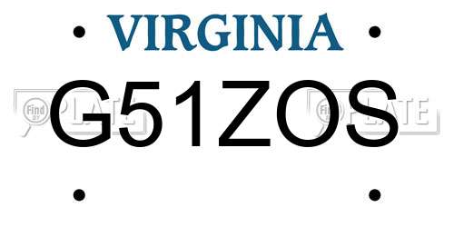 G51ZOS Virginia License Plate