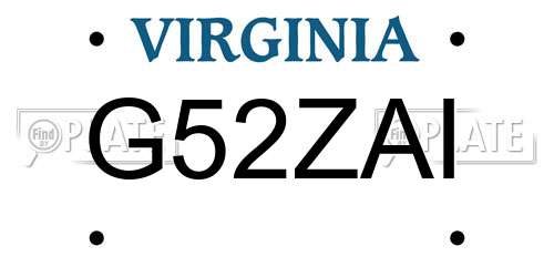 G52ZAI Virginia License Plate