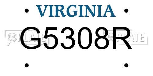 G5308R Virginia License Plate