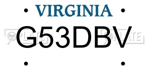 G53DBV Virginia License Plate