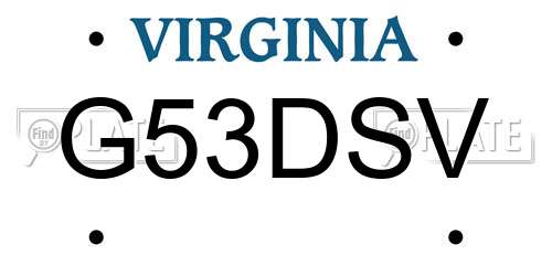 G53DSV Virginia License Plate