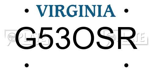 G53OSR Virginia License Plate