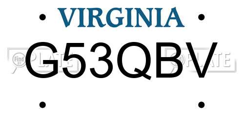 G53QBV Virginia License Plate