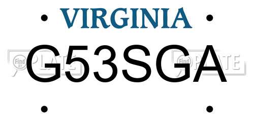 G53SGA Virginia License Plate