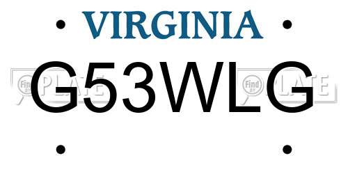 G53WLG Virginia License Plate