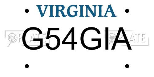 G54GIA Virginia License Plate