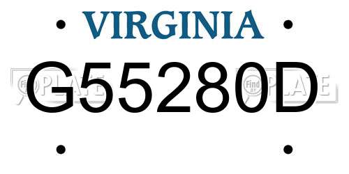 G55280D Virginia License Plate