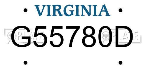 G55780D Virginia License Plate