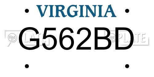 G562BD Virginia License Plate