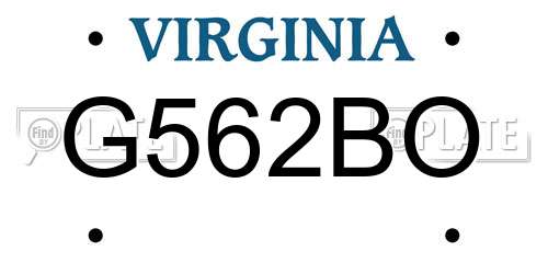 G562BO Virginia License Plate