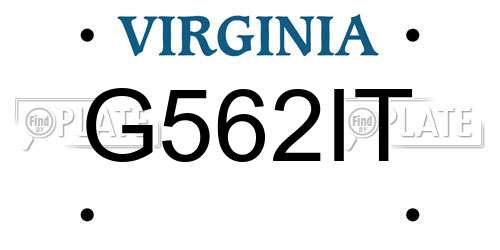 G562IT Virginia License Plate