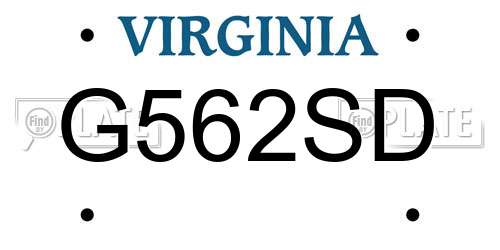 G562SD Virginia License Plate