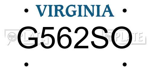 G562SO Virginia License Plate