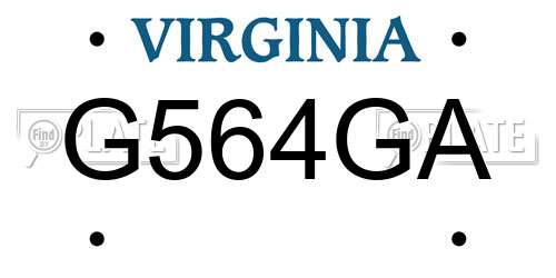 G564GA Virginia License Plate
