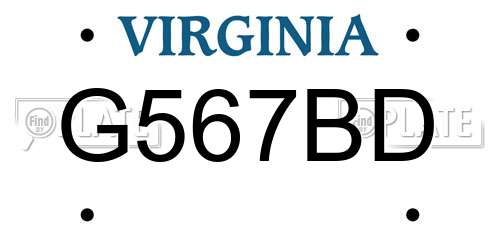 G567BD Virginia License Plate