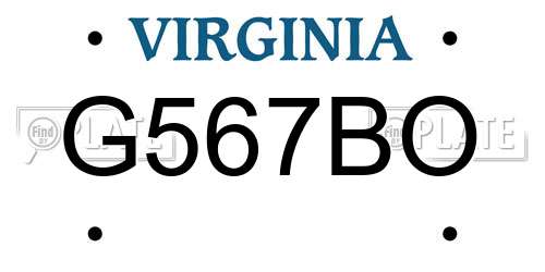 G567BO Virginia License Plate