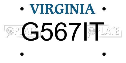 G567IT Virginia License Plate