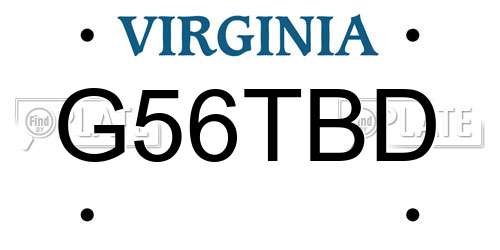 G56TBD Virginia License Plate