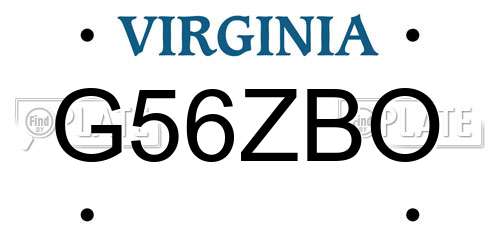 G56ZBO Virginia License Plate