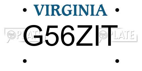 G56ZIT Virginia License Plate