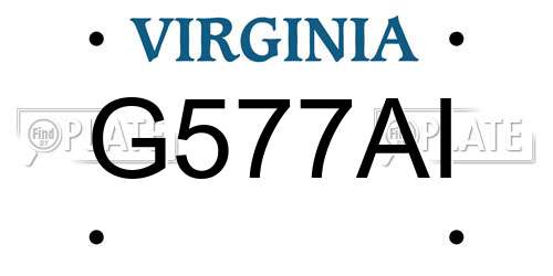 G577AI Virginia License Plate