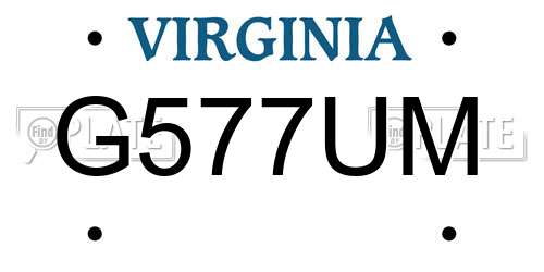 G577UM Virginia License Plate