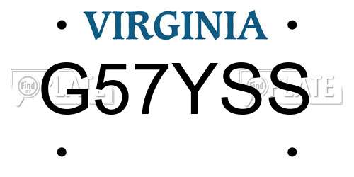 G57YSS Virginia License Plate