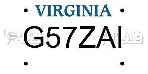 G57ZAI Virginia License Plate