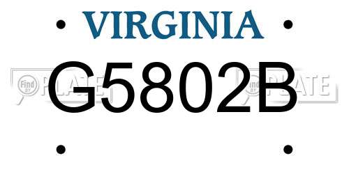 G5802B Virginia License Plate