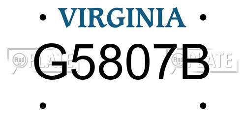 G5807B Virginia License Plate