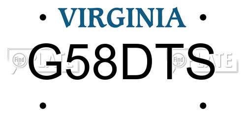 G58DTS Virginia License Plate
