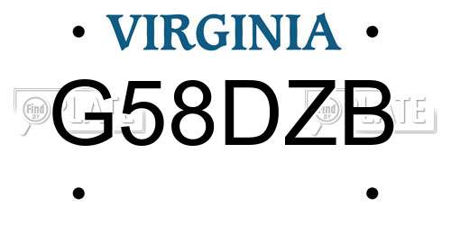 G58DZB Virginia License Plate
