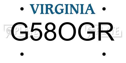 G58OGR Virginia License Plate