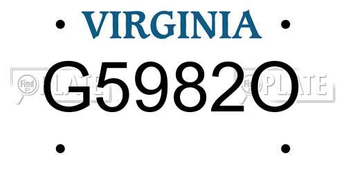 G5982O Virginia License Plate