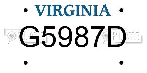 G5987D Virginia License Plate