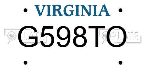 G598TO Virginia License Plate
