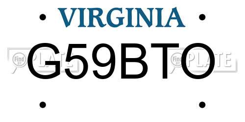 G59BTO Virginia License Plate