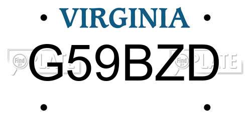 G59BZD Virginia License Plate