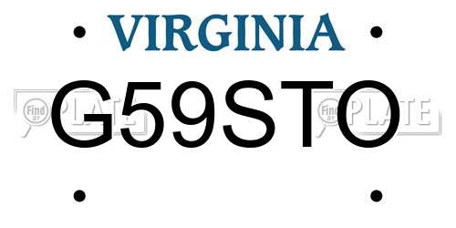 G59STO Virginia License Plate