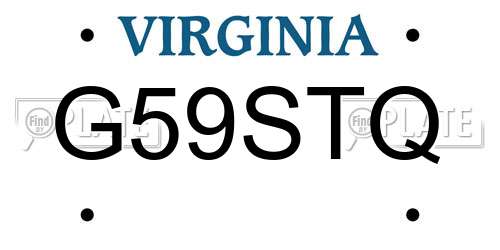 G59STQ Virginia License Plate